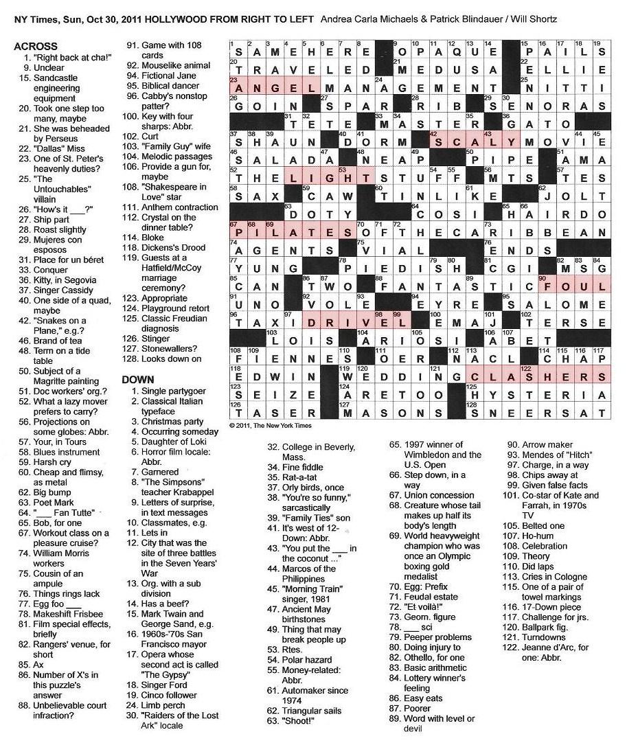 The New York Times Crossword in Gothic: October 2011